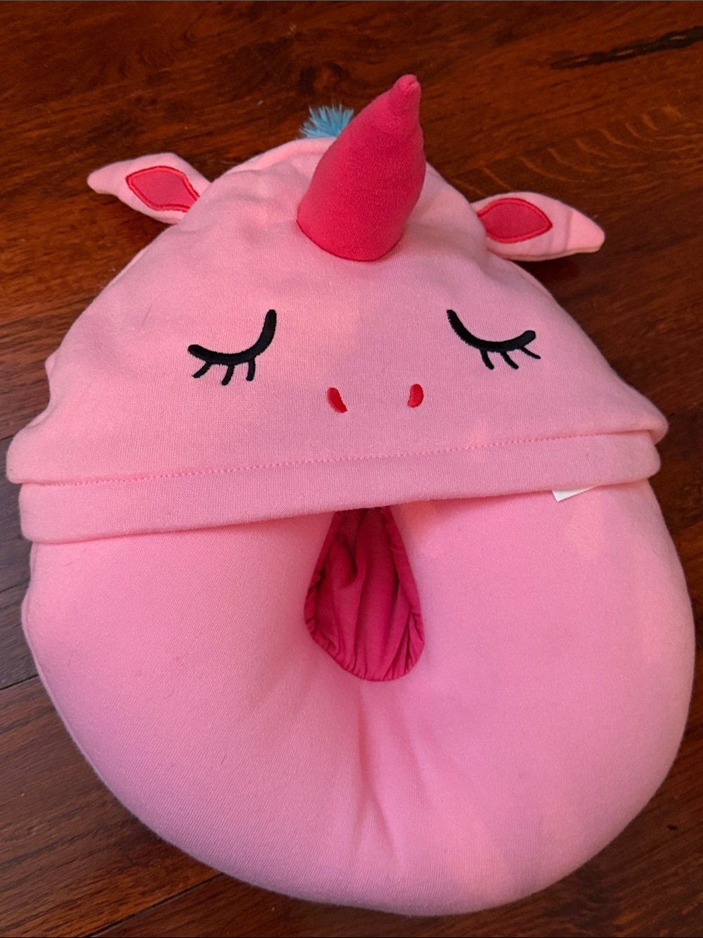 NWOT Pink Unicorn Kids Travel Neck Pillow with Hood